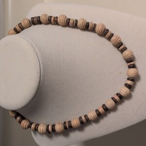 Natural Brown‎ Wood Beaded Collar Necklace